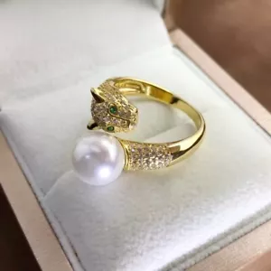 BENIAMINO 925er Sterling Silber Leopard Pearl Ring Süßwasser Perle 12 mm 9g OVP - Bild 1 von 4