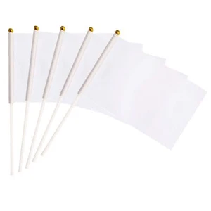 White Stick Flags,50 Pack Hand Held Small Mini Solid Flag On Stick,5x8 Inch O... - Picture 1 of 6