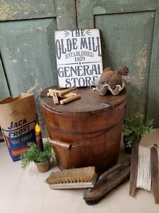LETRERO PRIMITIVO VICTORIANO ESTILO VINTAGE PUBLICIDAD OLDE MILL 1839 TIENDA GENERAL - Imagen 1 de 7