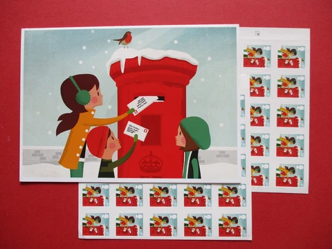 2014 Royal Mail Postal Staff Christmas Card with 50 1st Stamps Issued To Staff Cover