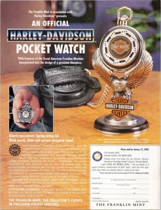 Harley-Davidson Offizielle Taschenuhr Quarzwerk Schwarz Etui - Bild 1 von 1