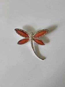 Vintage Avon Silver-Tone Pink Dragonfly Pin Brooch Marked Omen Nature - Picture 1 of 4