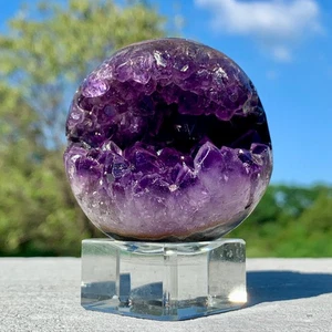 222G Natural Amethyst Opening Smile Cave Quartz Carving Crystal Healing - Picture 1 of 24