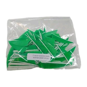 100 Pack Bullseye Feathers 2" Right Wing: Shield Whisper Solid Hunter Green - Picture 1 of 3