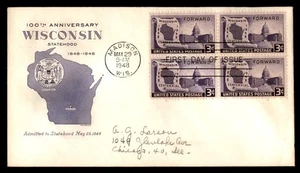 Mayfairstamps US FDC 1948 Madison Wisconsin 100th Anniversary Statehood First Da - Picture 1 of 2