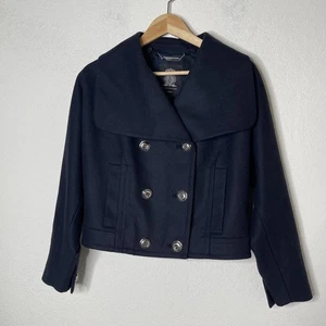 Juicy Wollmischung Couture Zweireiher Peacoat Crop Gr. M Schwarz Italienischer Stoff. - Bild 1 von 16