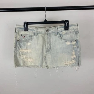 Hollister Denim Jean Mini Skirt - Light Wash Distressed - Size 5  - Picture 1 of 6