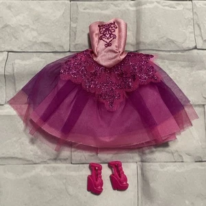 Barbie Pink Princess Style Gown, Tulle Overlay, Dress, Shoes TLC Lot #372 - Picture 1 of 17
