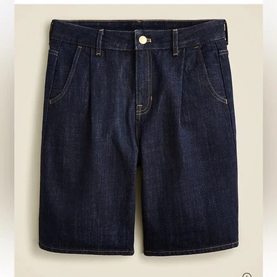 J. Pantalones cortos de mezclilla Crew para mujer de longitud media 8" tiro alto en lavado índigo 26 Foto 1 de 4