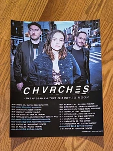 Chvrches 2018 Love is Dead North American Tour Lo Moon Pale Waves Promo Poster - Picture 1 of 5