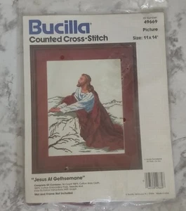 Bucilla Jesus At Gethsemane Counted Cross Stitch Kit 49668 New 11" X 14" - Picture 1 of 4