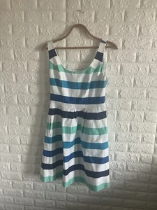 Ladies Striped Summer Dress, Nine West, Size 8, Green, Blue Stripes - Picture 1 of 5