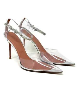 Amina Muaddi Ursina Glass Pump Heels With Crystals 41 UK 8 - Picture 1 of 9