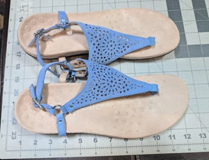 Vionic sandali donna 10 blu chiaro pelle tanga slingback v2 - Foto 1 di 5