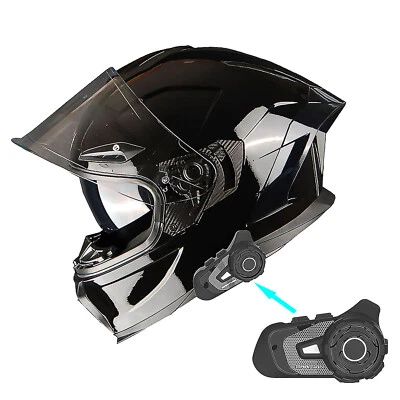 Casco facial completo para motocicleta 1Storm lente doble/visera de sol + auriculares Bluetooth Foto 1 de 4