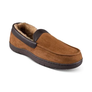 Haggar Men's Microsuede Fleece-Lined Venetian Slippers Tan 11-12 XL - Picture 1 of 5