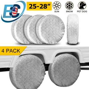 4PCS 25-28" Waterproof Tire Covers Wheel & Type RV Trailer Camper Sun Protector - Picture 1 of 10