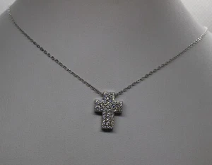 Cruz Plata Pave' De Circonitas Blancas MM 12X17 Collar Veneciano CM 45 Arti - Imagen 1 de 5