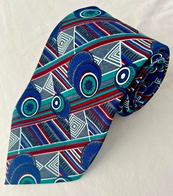 Necktie Irvine Park Geometric Multicolor Vintage Men's Ships Free - Image 1 of 4