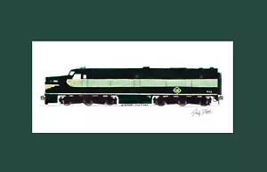 Erie Railroad PA1 11""x17"" estampado enmarañado firmado por Andy Fletcher - Imagen 1 de 1