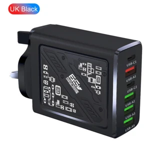 65W 6-Ports USB-Typ-C-Telefon-Ladegerät 4USB PD Fast Lading Trip Travel Power - Zdjęcie 1 z 21