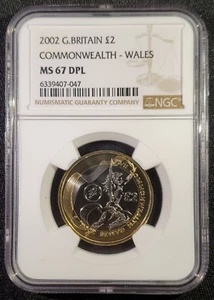 GREAT BRITAIN 2002 2 POUNDS COMMONWEALTH GAMES WALES - NGC MS 67 DPL - Picture 1 of 5