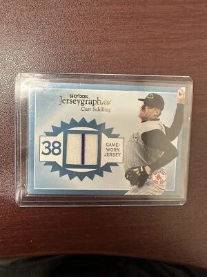 Tarjeta Fleer Skybox 2004 azul Jerseygraphics #J-CS Curt Schilling 207/250 Medias Rojas Foto 1 de 2