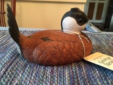 Handcarved handpainted signed solid body Duck decoy - Ruddy duck