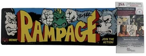 BRIAN COLIN signed Metal Tin Sign Marquee RAMPAGE Creator Video Game Midway JSA - Picture 1 of 2