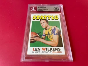 Lenny Wilkens HOF 1971-72 Topps Card Signed Auto Beckett BAS - Picture 1 of 2