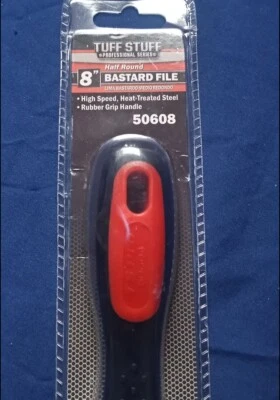 Tuff Stuff 8" HALF ROUND Bastard File, Double Cut Steel, Non-slip for sharpening - Image 1 of 4