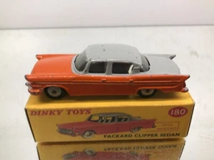 DINKY TOYS 180 PACKARD CLIPPER SEDAN -ORANGE+GREY 1:43- GOOD IN REP. BOX - 177 - Picture 1 of 7