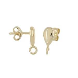 Gold Plated Sterling Silver Teardrop Stud Post Earring Connector #51867 - Picture 1 of 1