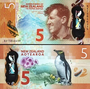 New Zealand 5 Dollars 2015, UNC, POLYMER, P-191 - Picture 1 of 3