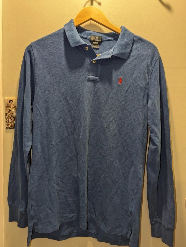 Vintage 90s Boys Polo Ralph Lauren LS XL Shirt Blue - Image 1 of 4