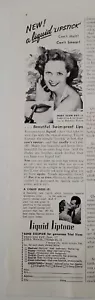 1951 Princess Pat Liquid Liptone liquid lipstick Mary Ellen Kay vintage photo ad - Picture 1 of 1