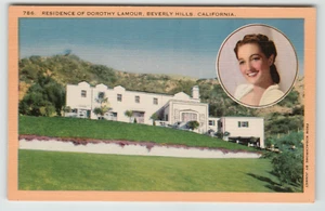 Postkarte Vintage Haus von Dorothy Lamour in Beverly Hills, Kalifornien - Bild 1 von 2