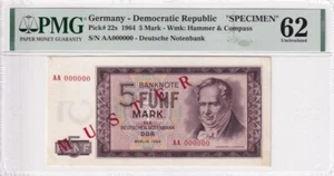 Germany- Democratic Republic, 5 Mark, 1964, UNC, p22s, Specimen - Picture 1 of 2