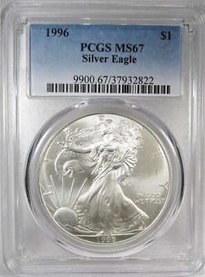 1996 Silver Eagle Doubled Die Obverse PCGS MS67 Coin AH378 - Image 1 of 4