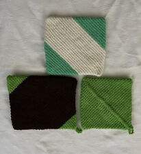 NEW Set of 3 Crochet Yarn Pot Holder Doily Handmade Green/White/Brown
