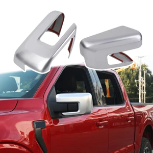 Side Rearview Mirror Cover Trim Silver For Ford F150 2021+ w/Turn Signal Hole US - Picture 1 of 11