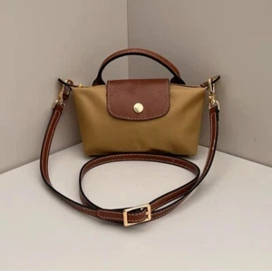 Longchamp Le Pliage XS LightBrown shoulder Bag handle pouch W:8in Outlet Unused - Picture 1 of 4