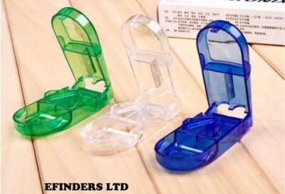 Tablet Cutter Splitter in Half Storage Compartment New Pill Box Medicine Holder✅ - Image 1 of 4
