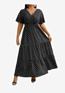 Plus Size Women's Polka Dot Printed Simple Casual Daily Dress. Midi dress. - Picture 1 of 6