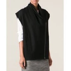 Helmut Lang Women's Sz. S Sonar Black Wool Asymmetrical Full Zip Vest - Picture 1 of 8