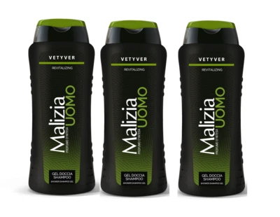 MALIZIA MIRATO MALIZIA UOMO Vetyver-2 IN 1-DUSCHGEL&SHAMPOO 3x250ml
