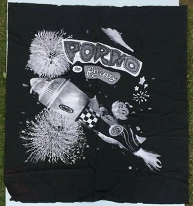 PORNO FOR PYROS Banner Wall Hanging Flag Black Tapestry Printed White Ink Album  - Picture 1 of 11