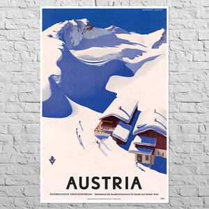 Poster Austria, 1930s | 22x34" Big size A1 | Skiing, winter resort - Picture 1 of 4