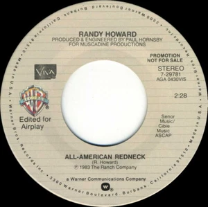RANDY HOWARD All-American Redneck (1983 U.S. 2 Track Promo 7inch) - Bild 1 von 3