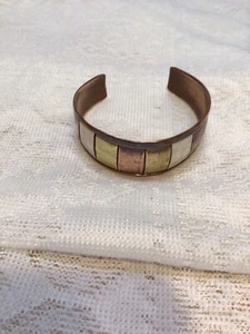 Copper & Silver Tone Native American Style Panel Cuff Bracelet - Picture 1 of 6